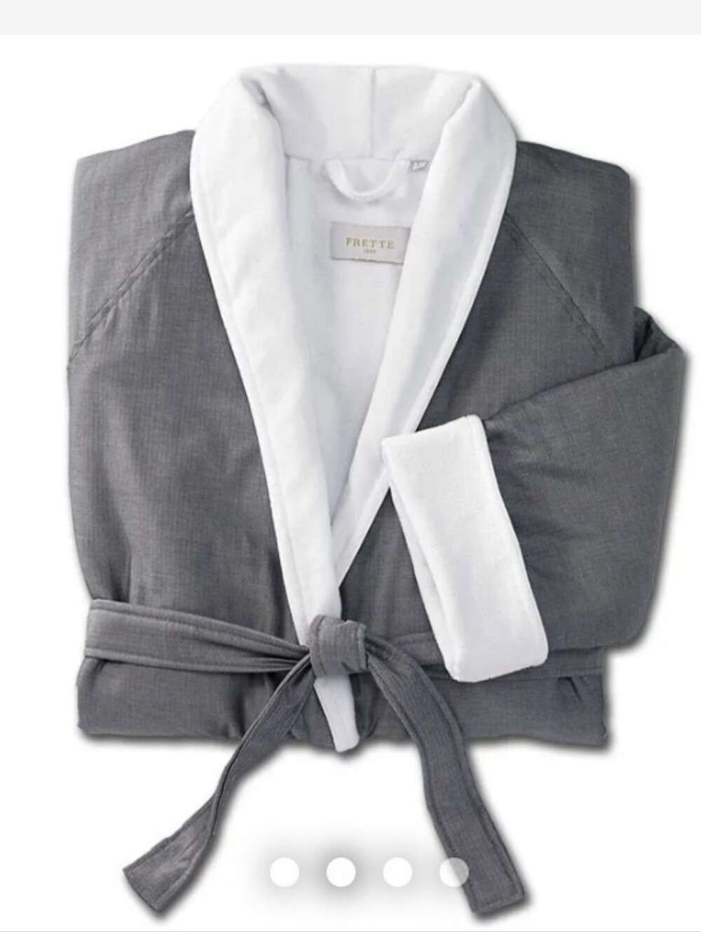Frette Herringbone Shawl Collar Robe Grey Size L MISSING BELT
